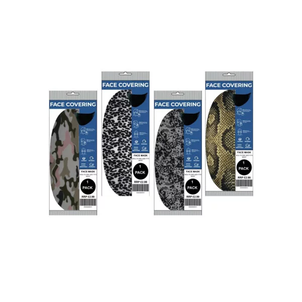 4 Multicoloured Washable Reusable UK Made Adults Face Masks