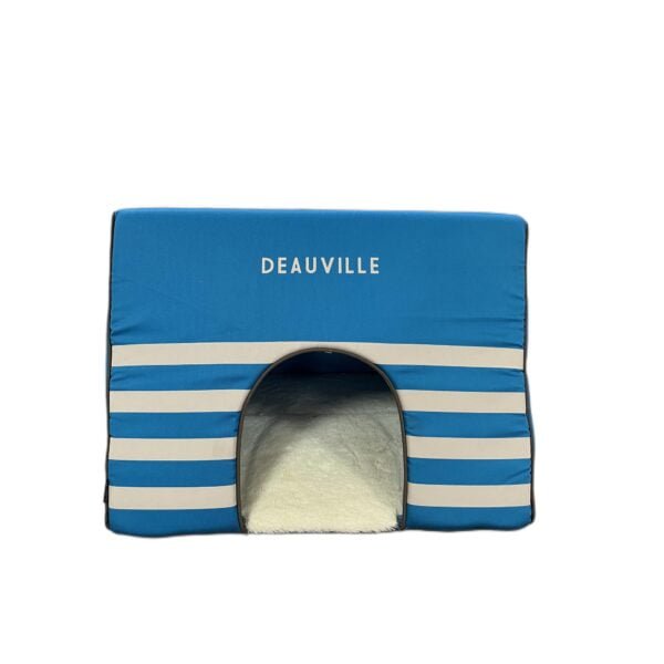 Bobby Deauville Plush Blue and White Striped Cat Bed