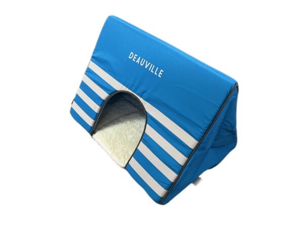 Bobby Deauville Plush Blue and White Striped Cat Bed