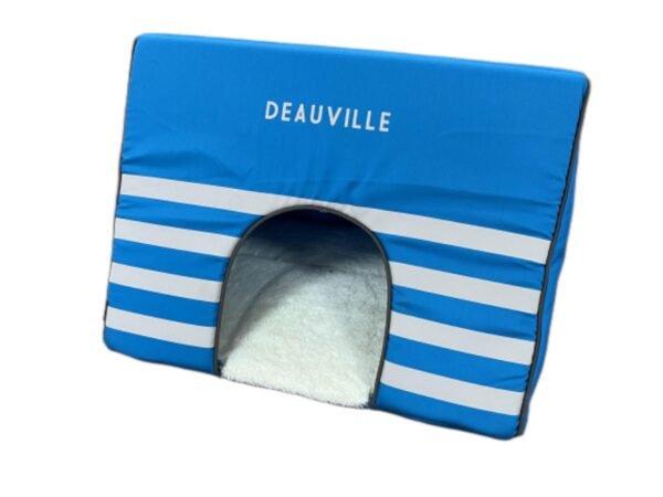 Bobby Deauville Plush Blue and White Striped Cat Bed